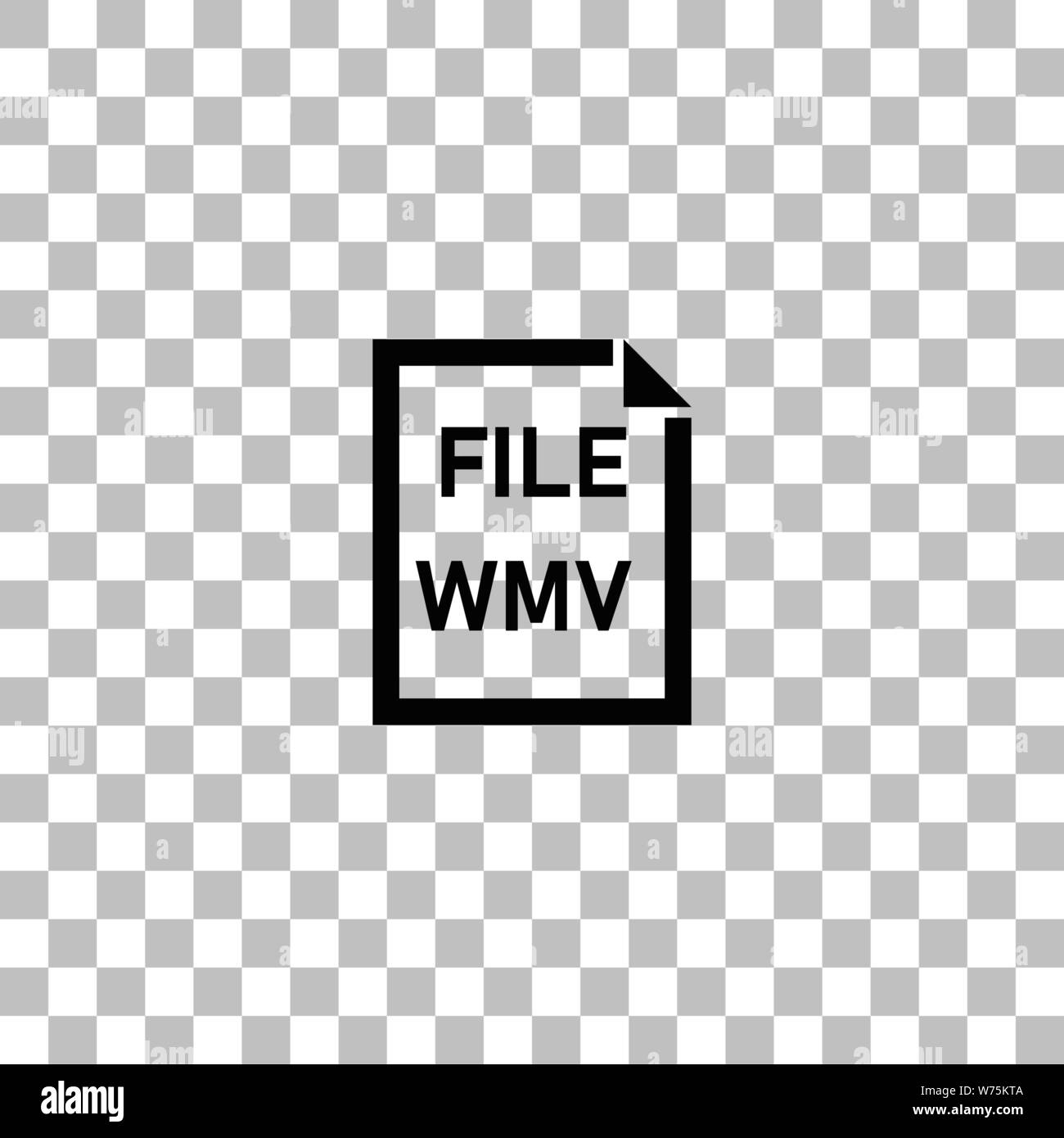 WMV-Datei. Flache schwarze Symbol auf einen transparenten Hintergrund. Piktogramm für Ihr Projekt Stock Vektor