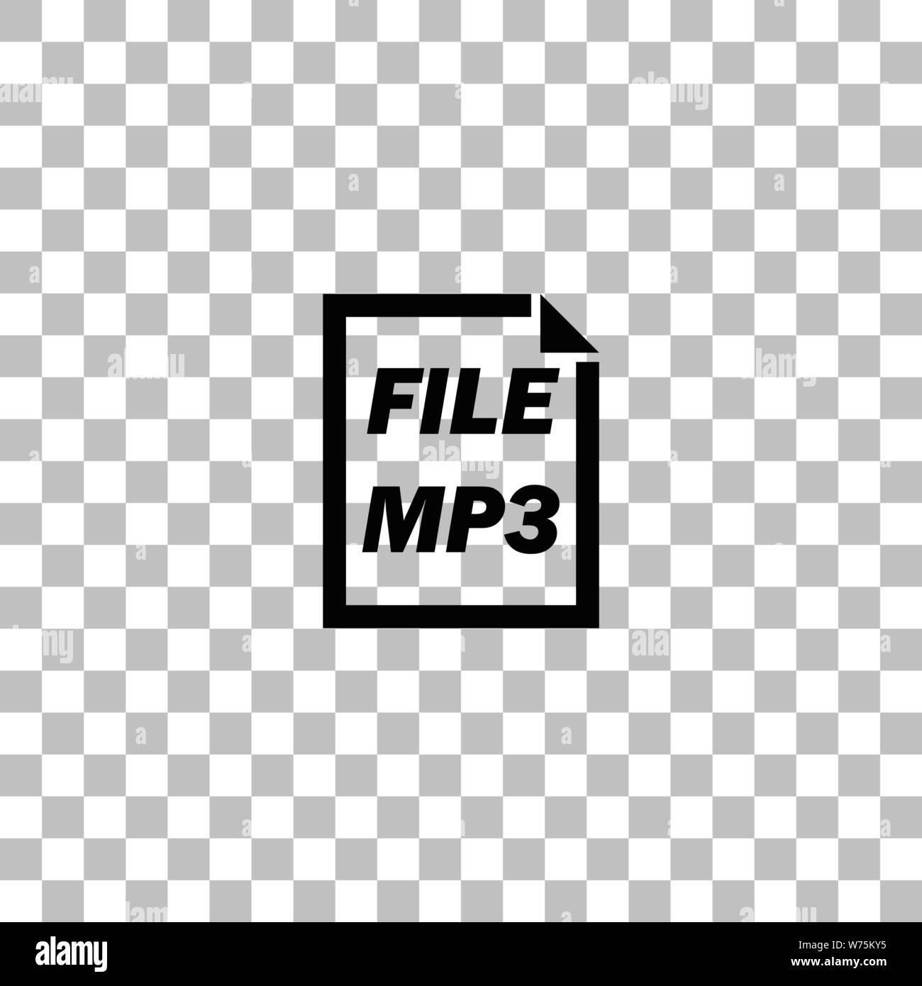 MP3-Datei. Flache schwarze Symbol auf einen transparenten Hintergrund. Piktogramm für Ihr Projekt Stock Vektor