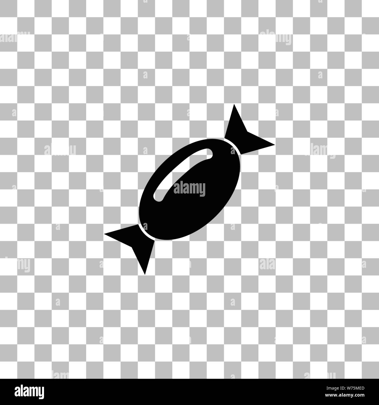 Süßigkeit. Flache schwarze Symbol auf einen transparenten Hintergrund. Piktogramm für Ihr Projekt Stock Vektor