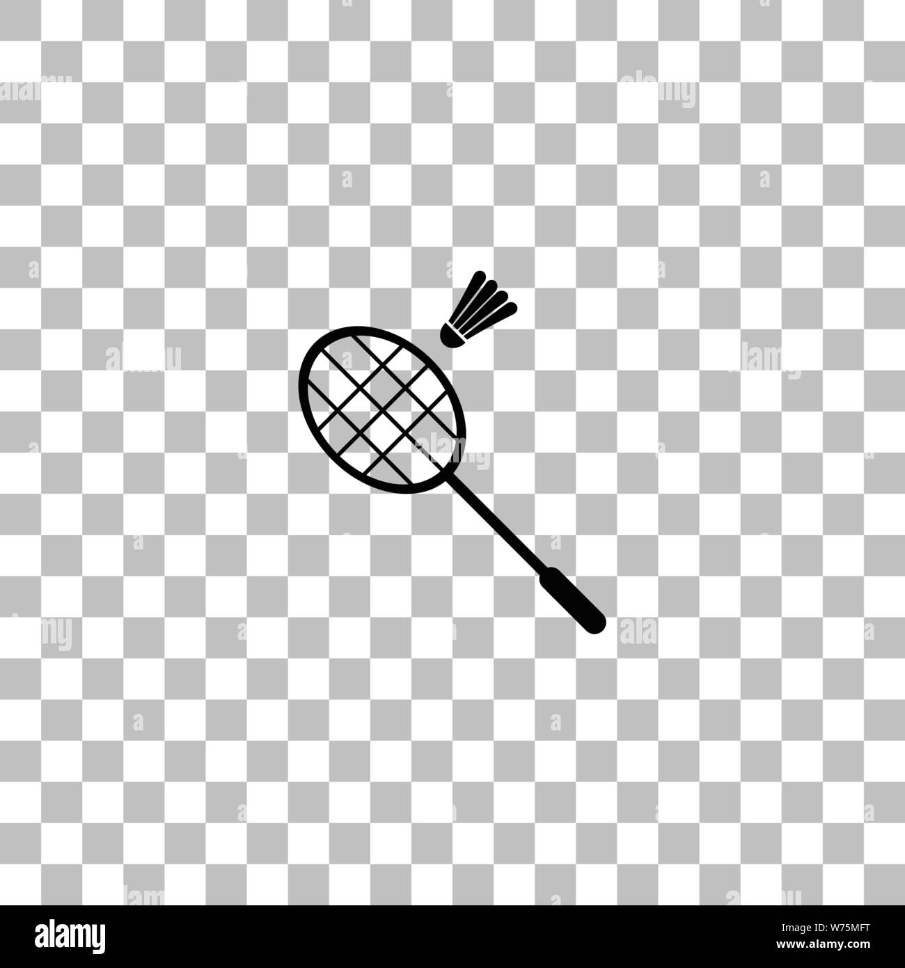Badminton. Flache schwarze Symbol auf einen transparenten Hintergrund. Piktogramm für Ihr Projekt Stock Vektor