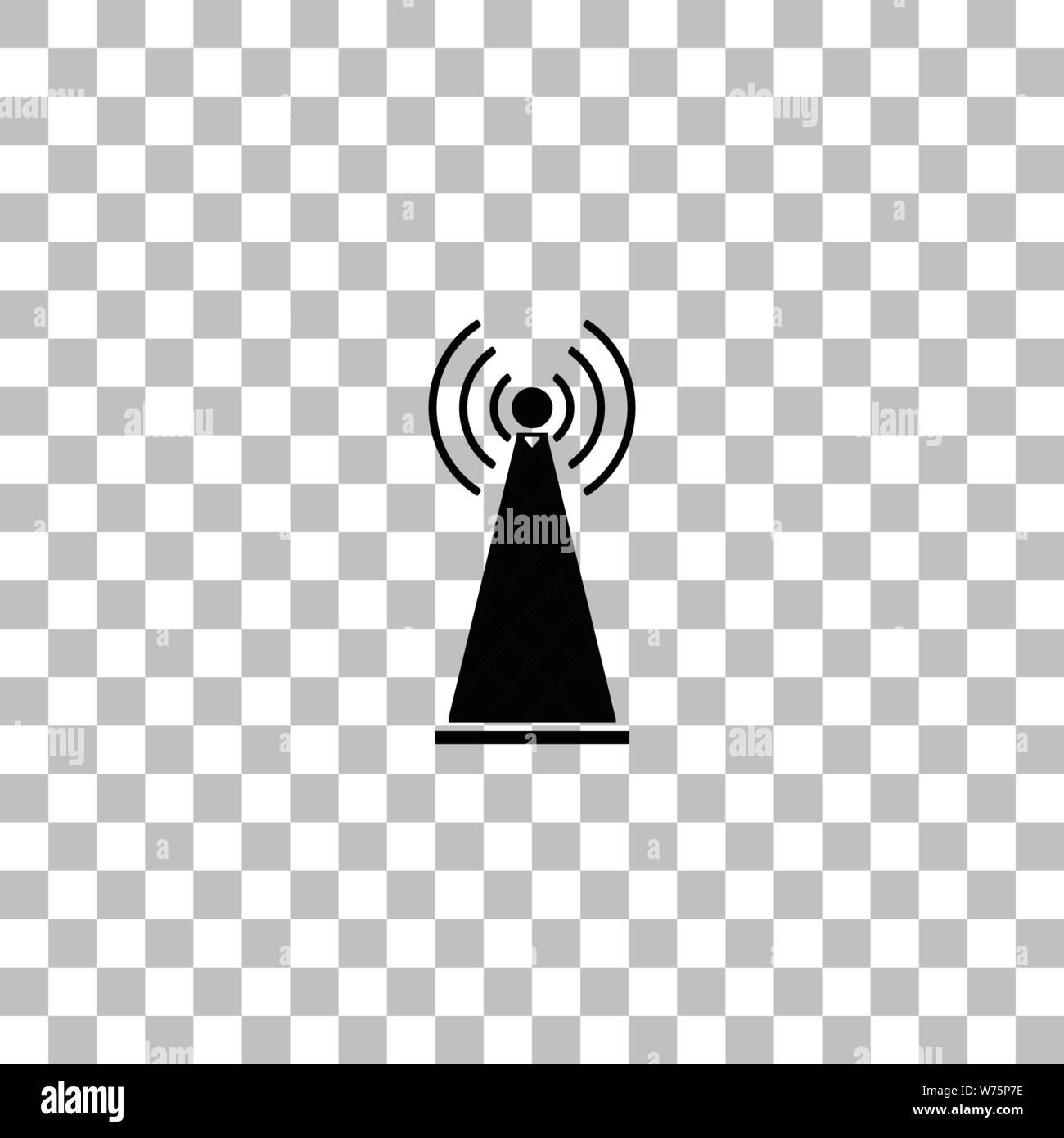 Antenne. Flache schwarze Symbol auf einen transparenten Hintergrund. Piktogramm für Ihr Projekt Stock Vektor