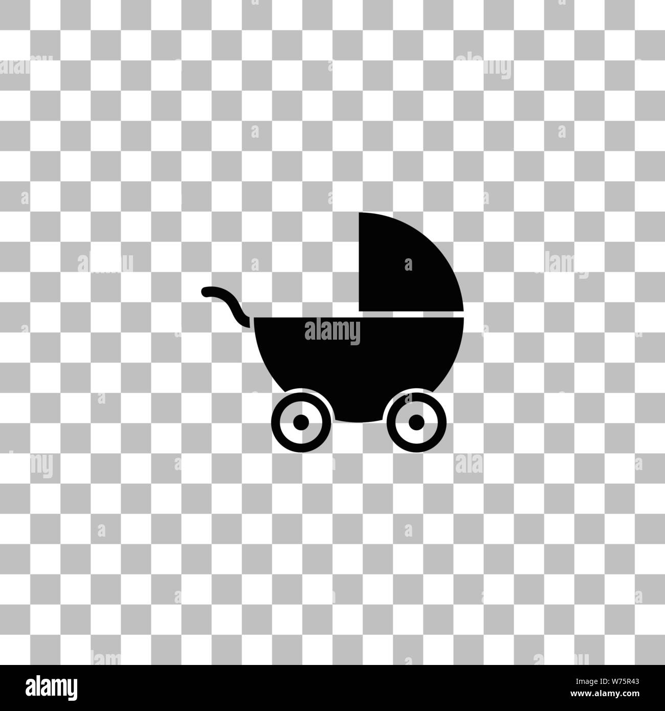 Kinderwagen. Flache schwarze Symbol auf einen transparenten Hintergrund. Piktogramm für Ihr Projekt Stock Vektor