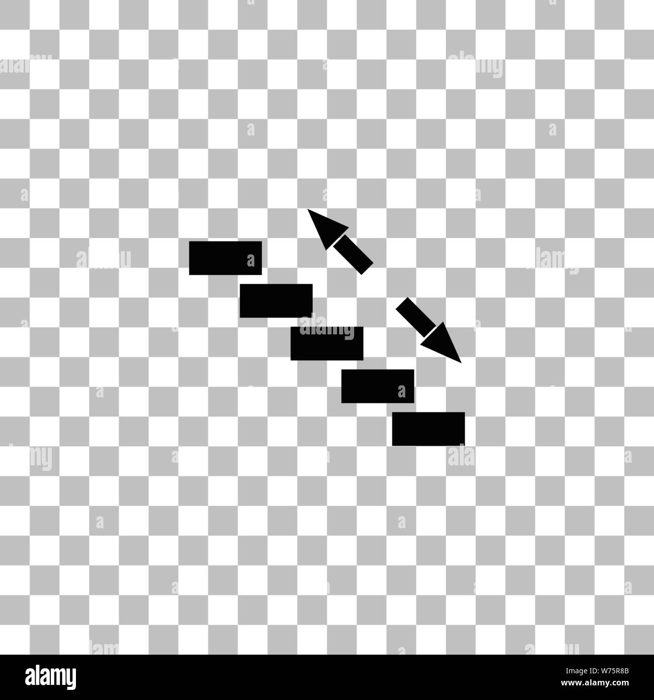Treppen. Flache schwarze Symbol auf einen transparenten Hintergrund. Piktogramm für Ihr Projekt Stock Vektor