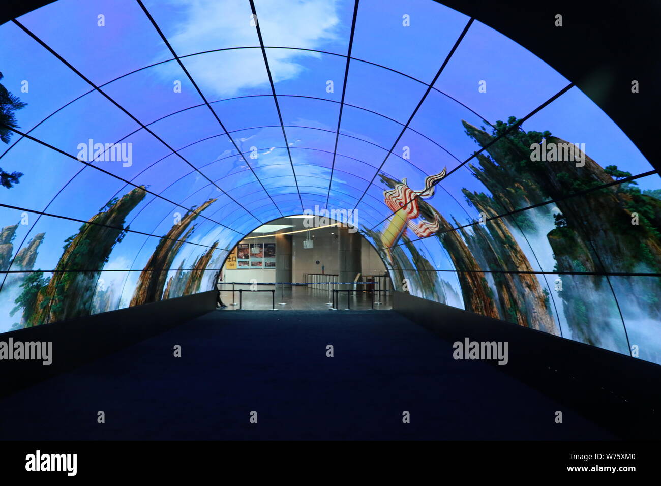 Ansicht des weltweit größten OLED-Tunnel in Canton Tower in Guangzhou City, die südchinesische Provinz Guangdong, 30. November 2017. Die weltweit größte O Stockfoto