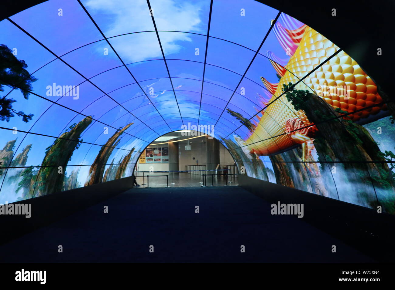 Ansicht des weltweit größten OLED-Tunnel in Canton Tower in Guangzhou City, die südchinesische Provinz Guangdong, 30. November 2017. Die weltweit größte O Stockfoto