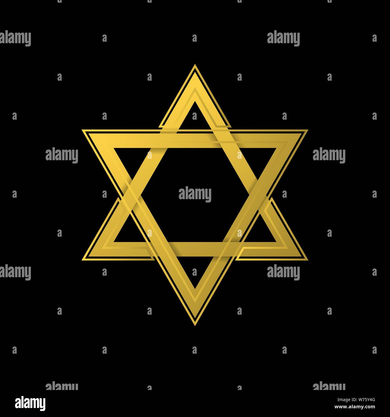 Goldene Davidstern Symbol. Allgemein anerkannten Symbol des modernen jüdischen Identität und Judentum, Israel Symbol Stock Vektor