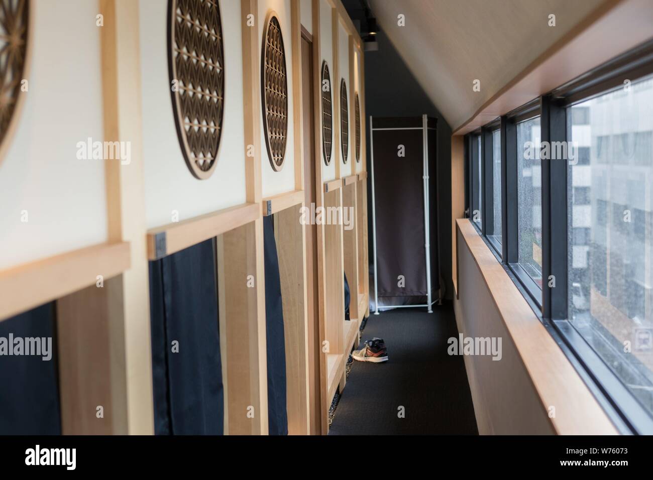 Hotel Zen Tokio, ein schickes Hotel mit minimalistischen japanischen Design in Ningyocho, im Mai 2019. | Verwendung weltweit Stockfoto