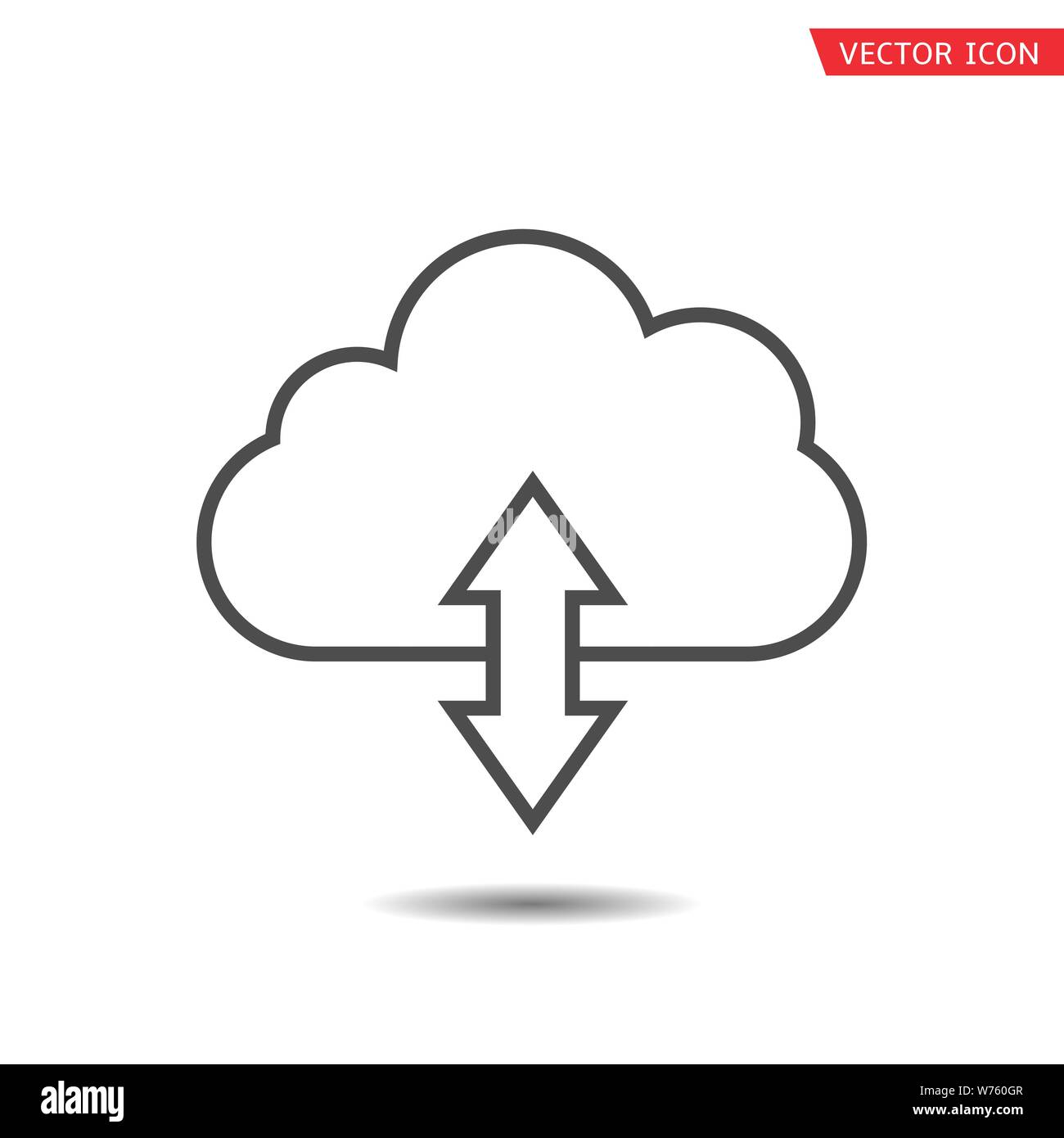 Cloud-Symbol. Herunterladen und Hochladen von Symbol, Sichern und Wiederherstellen von Daten Stock Vektor