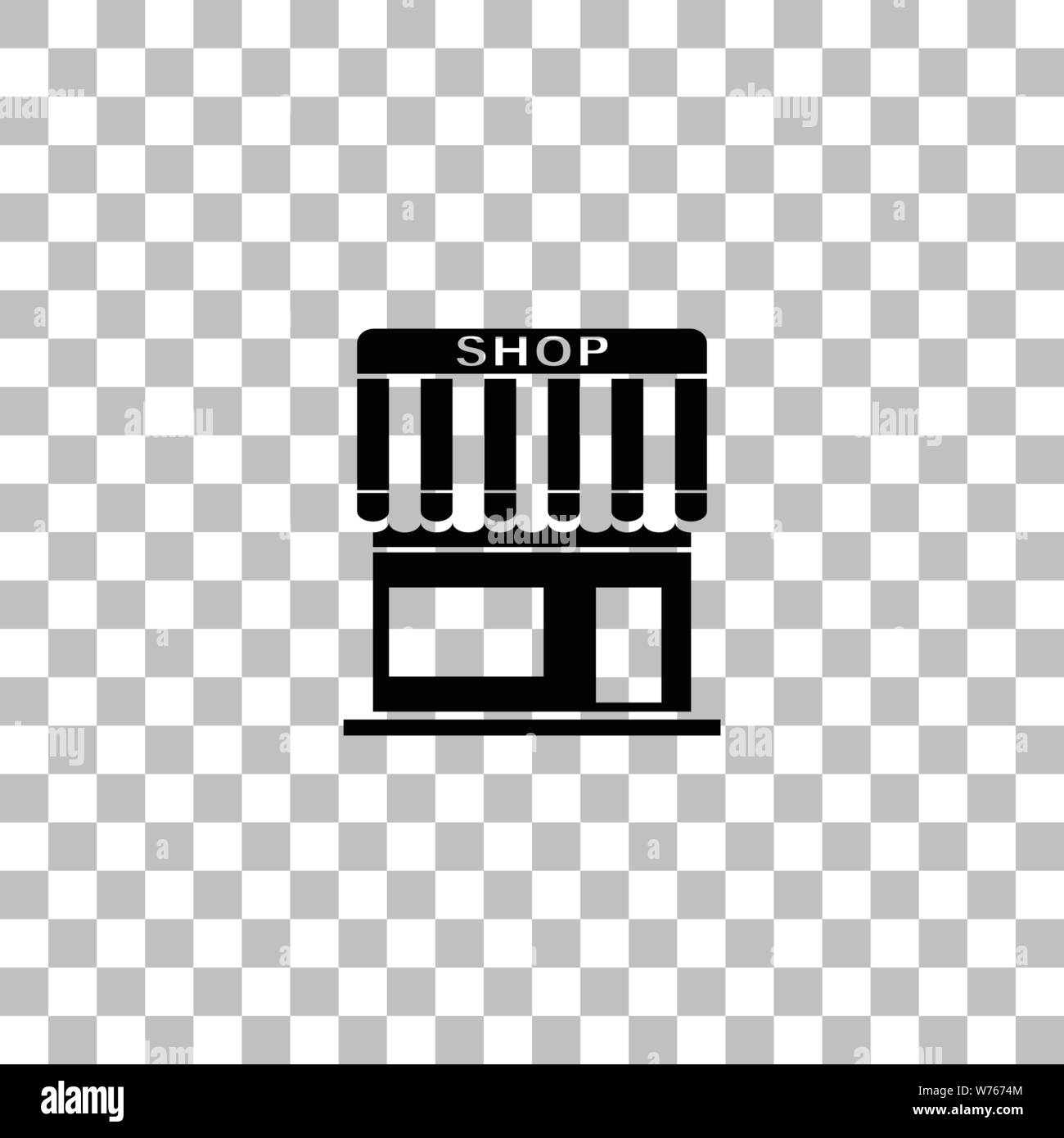 Shop. Flache schwarze Symbol auf einen transparenten Hintergrund. Piktogramm für Ihr Projekt Stock Vektor