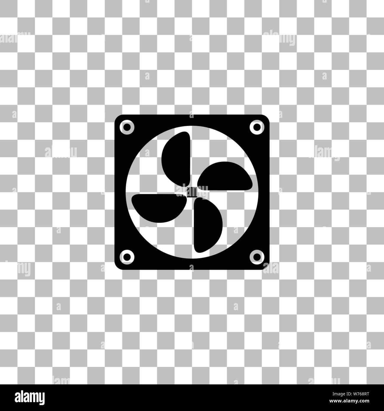 Computer Lüfter. Flache schwarze Symbol auf einen transparenten ...