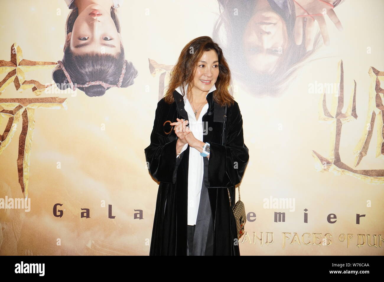 Malaysische Schauspielerin Michelle Yeoh oder Yeoh Choo-Kheng besucht die Premiere für den Film "Die tausend Gesichter der Dunjia" in Hongkong, China, 19 Dez Stockfoto