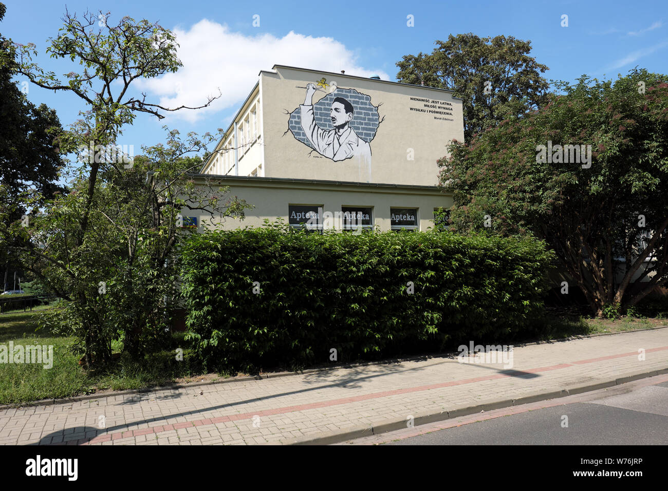 Warschau Polen Wandbild zu Ehren von Marek Edelman eine führende Figur in der 1943 jüdischen Ghetto entlang Ul Mila Stockfoto