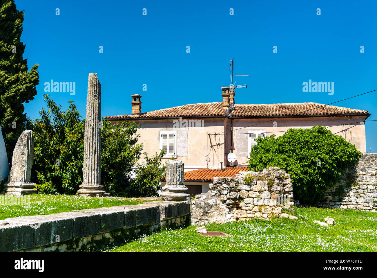 Römische Ruinen in Porec, Kroatien Stockfoto