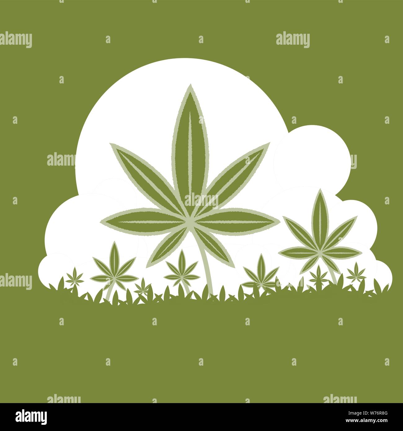Cloud oder Rauch mit Marihuana Blätter aus der Wolke. Stock Vektor