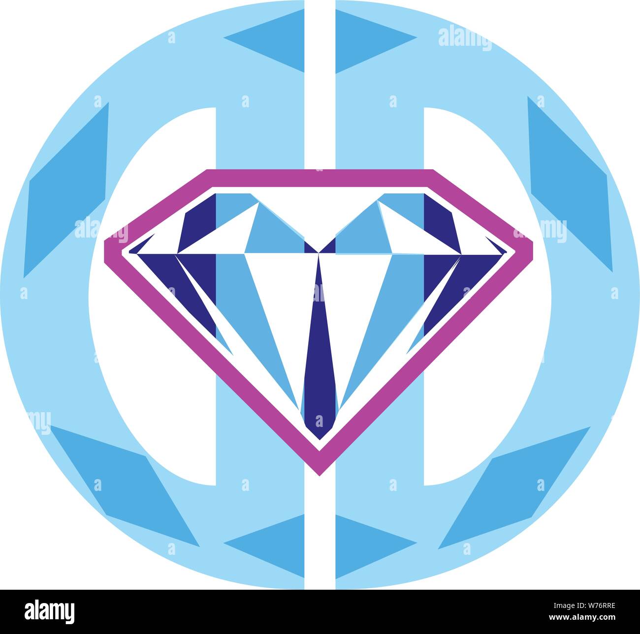 Ein Diamant Symbol vor zwei großbuchstabe D's mit einem Kreis von grundlegenden Rauten. Stock Vektor
