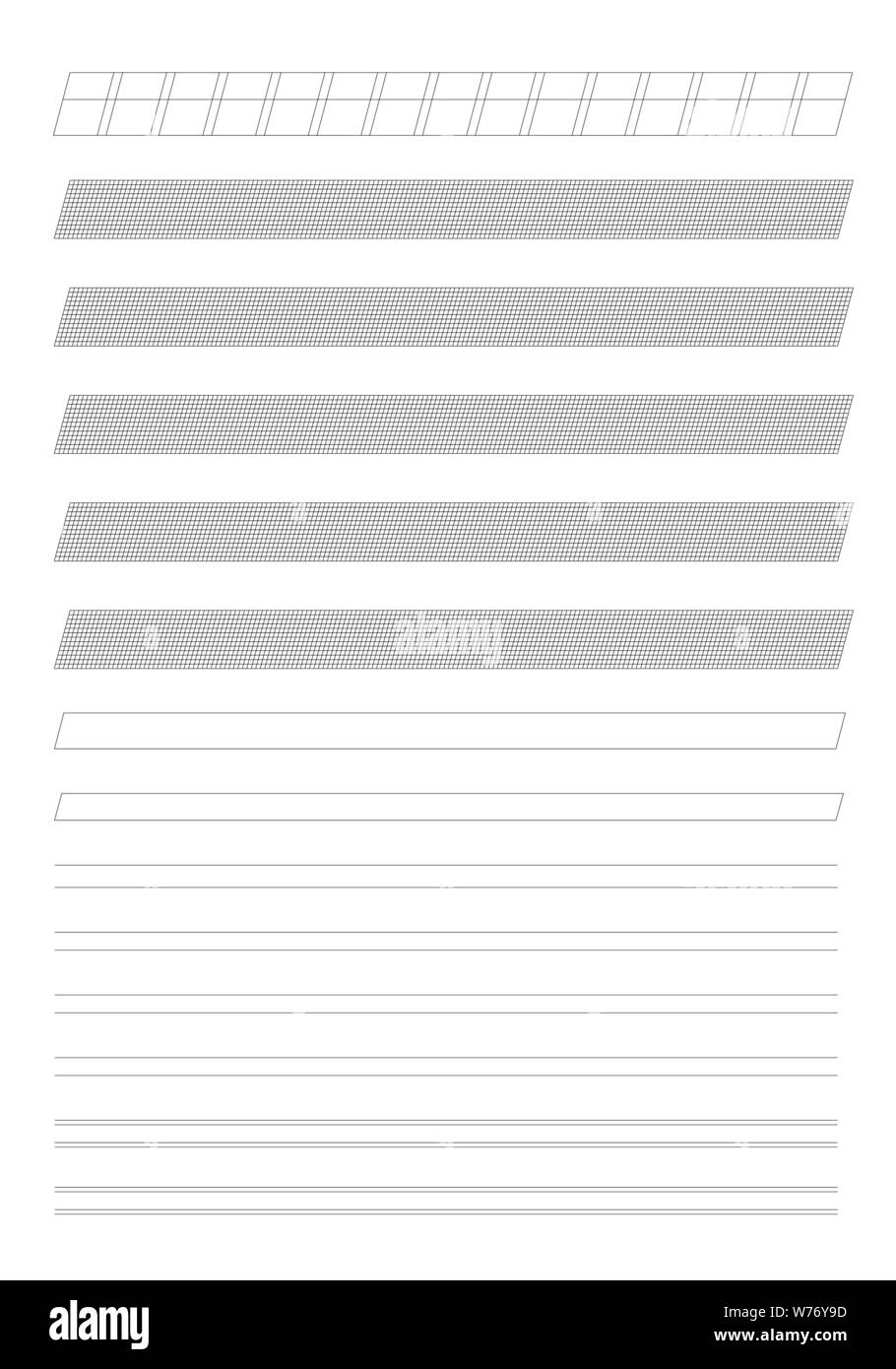 Technische Kursiv schreiben Vorlage Grid Hintergrund Stock Vektor