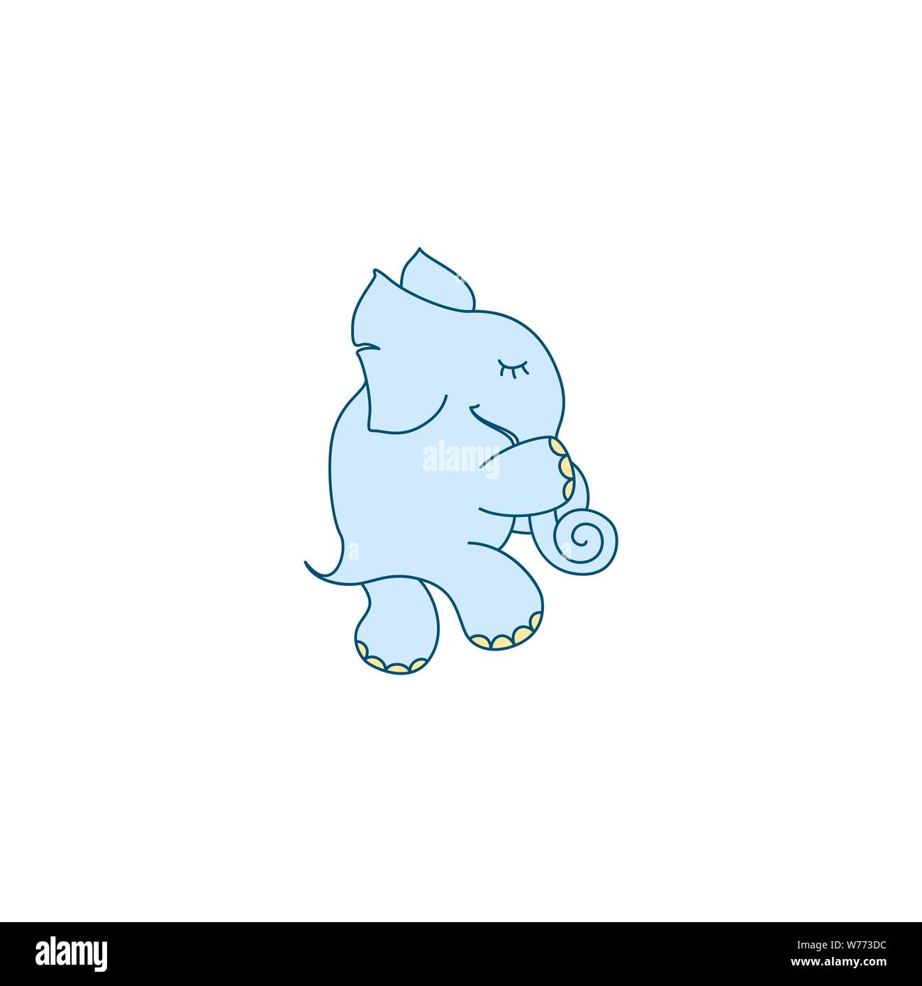 vektordarstellung eines Cartoon-Elefanten. Blaues Zeichen Stock Vektor