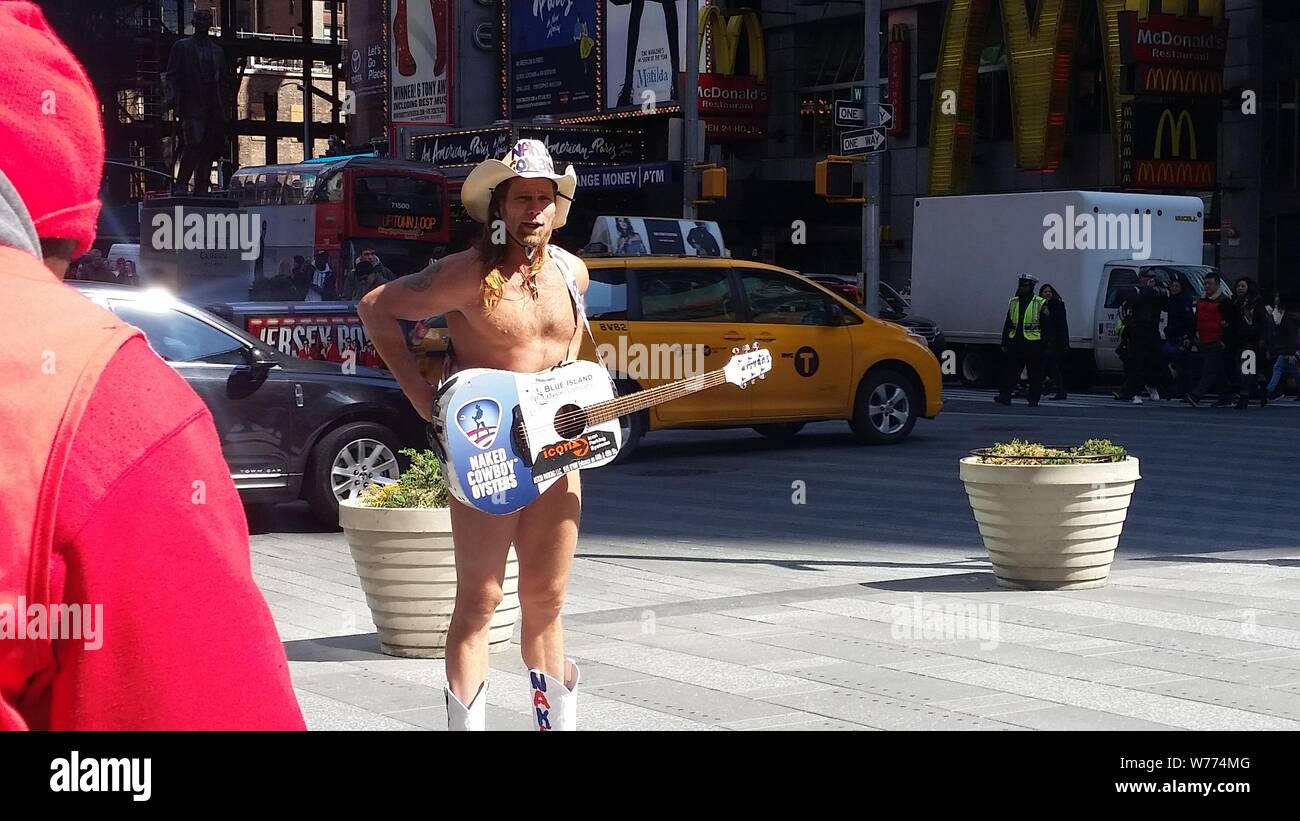 Naked Cowboy in Times Square, New York Stockfoto