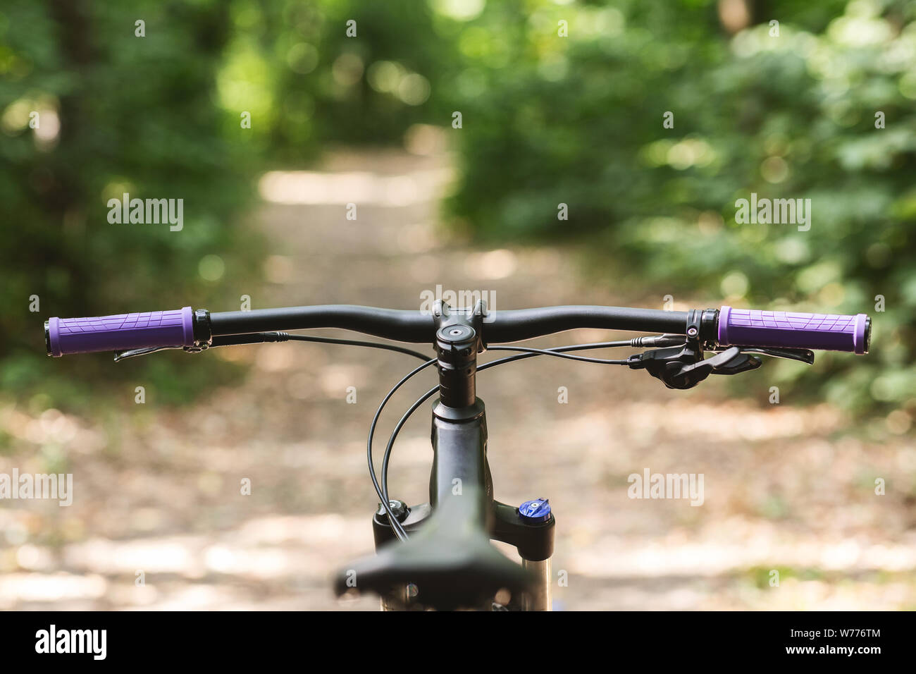 7/8-Image des Sports Bike auf Wald Hintergrund Stockfoto