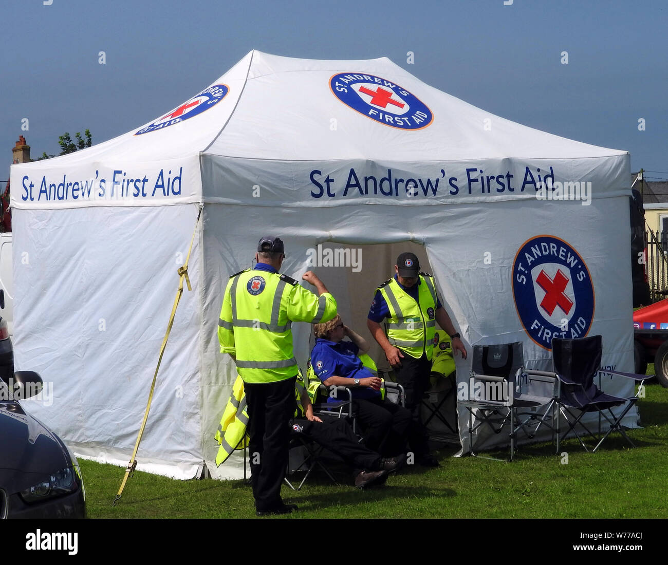St. Andrews Erste-Hilfe Zelt. Stranraer, Schottland, jährliche zeigen, Juli 2019 Stockfoto