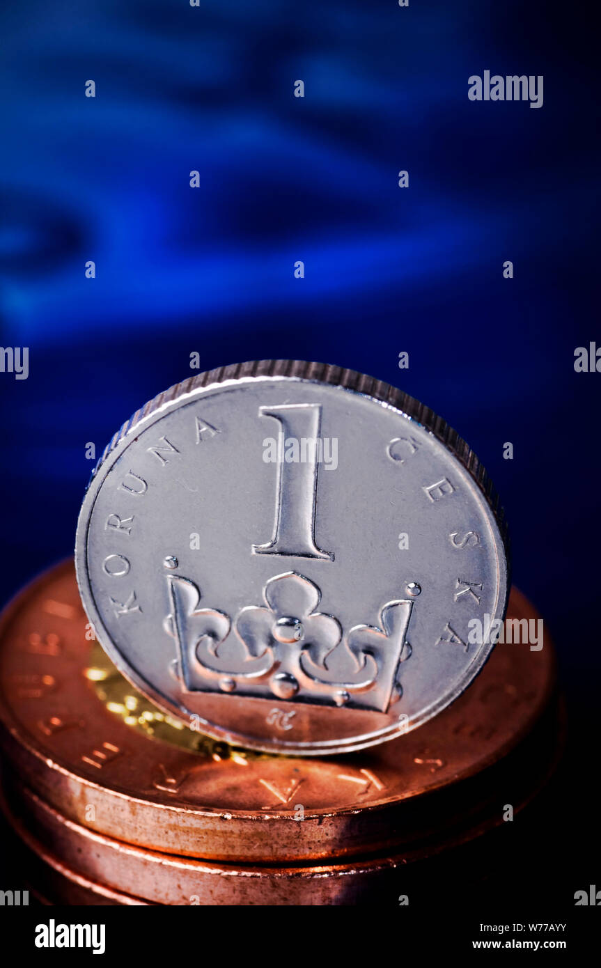 Tschechische eine Krone Münze Stockfoto