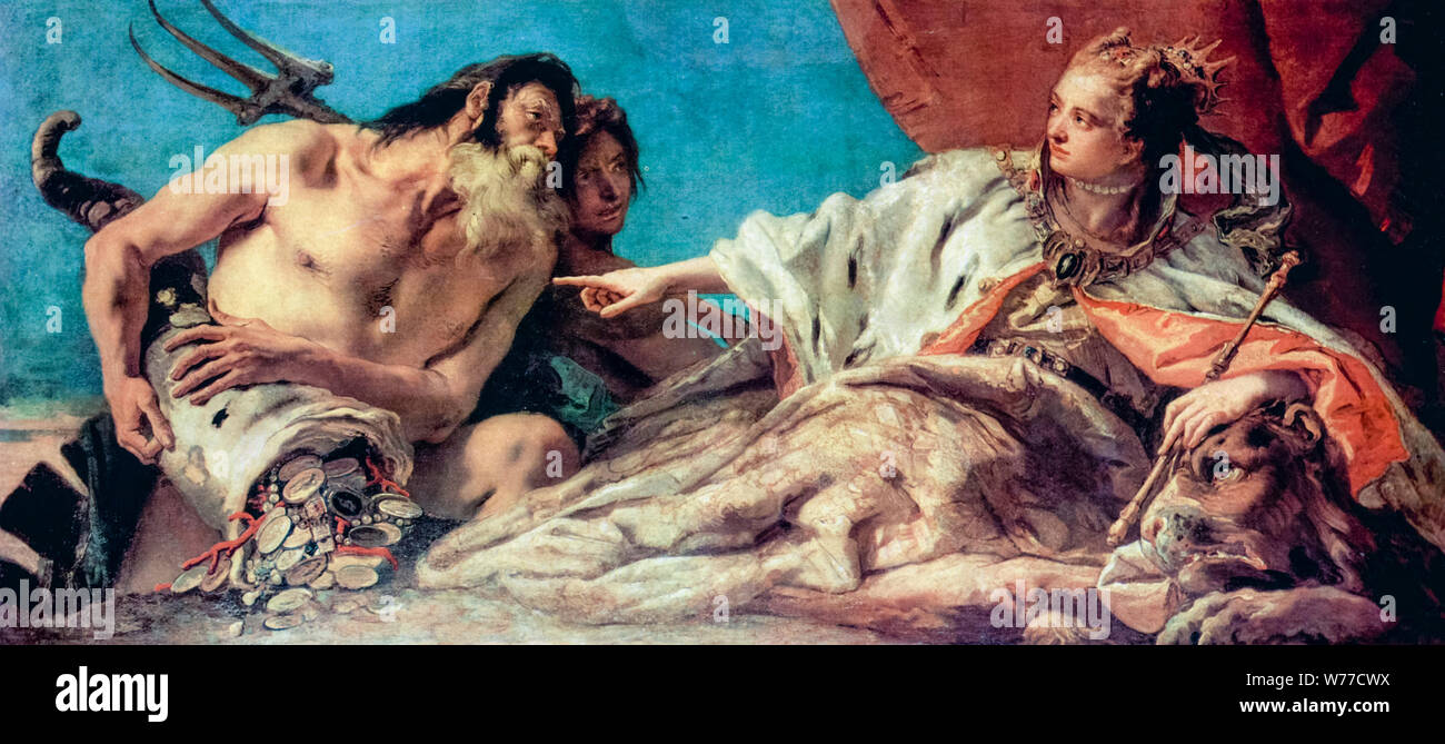 Giovanni Battista Tiepolo, Neptun Geschenke Venedig, Malerei, 1748-1750 Stockfoto