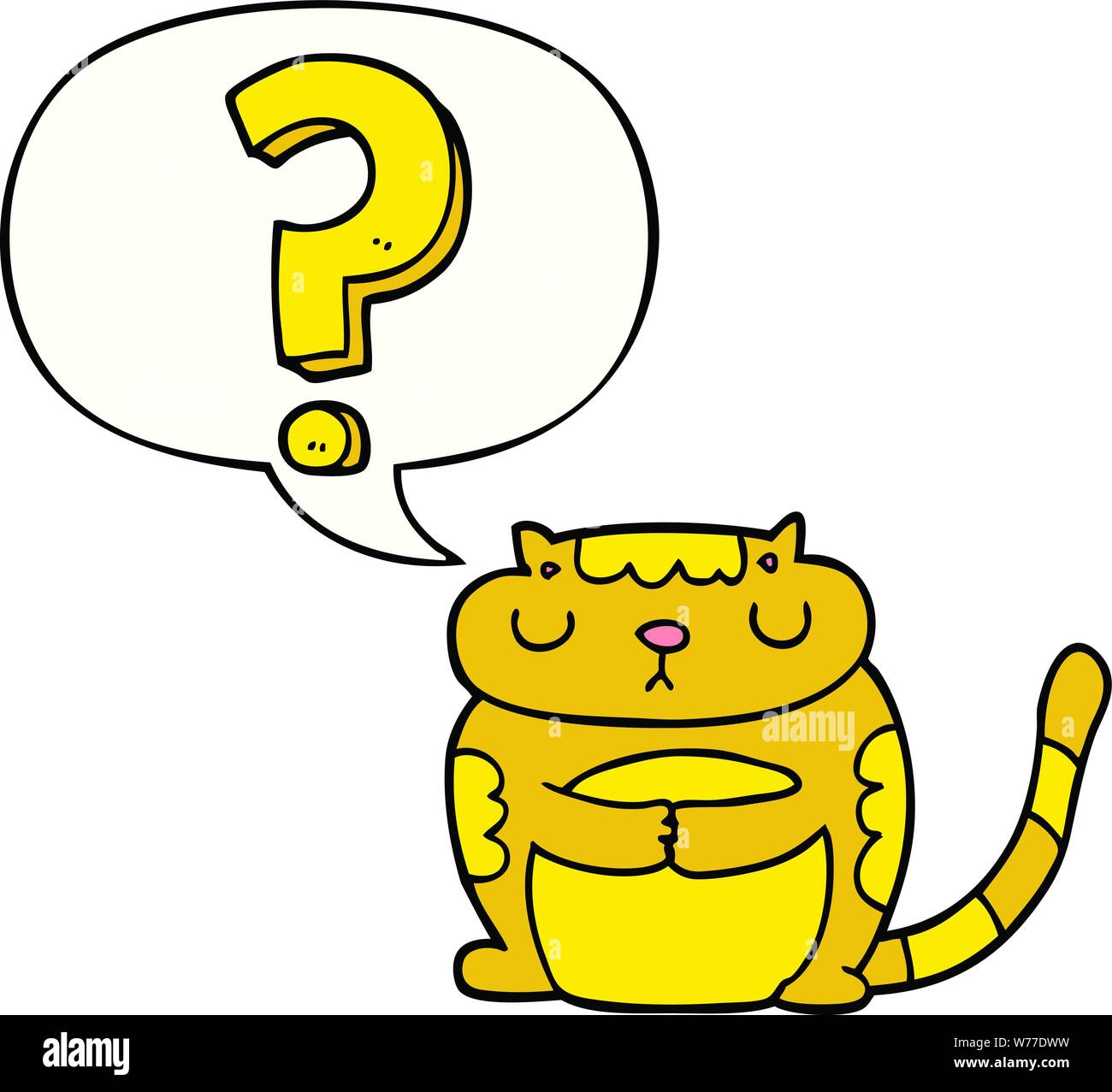Cartoon Katze mit Fragezeichen mit Sprechblase Stock Vektor