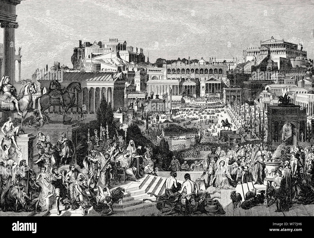 Verfolgung der Christen im römischen Reich, den Wiederaufbau des Forum Romanum im alten Rom Stockfoto