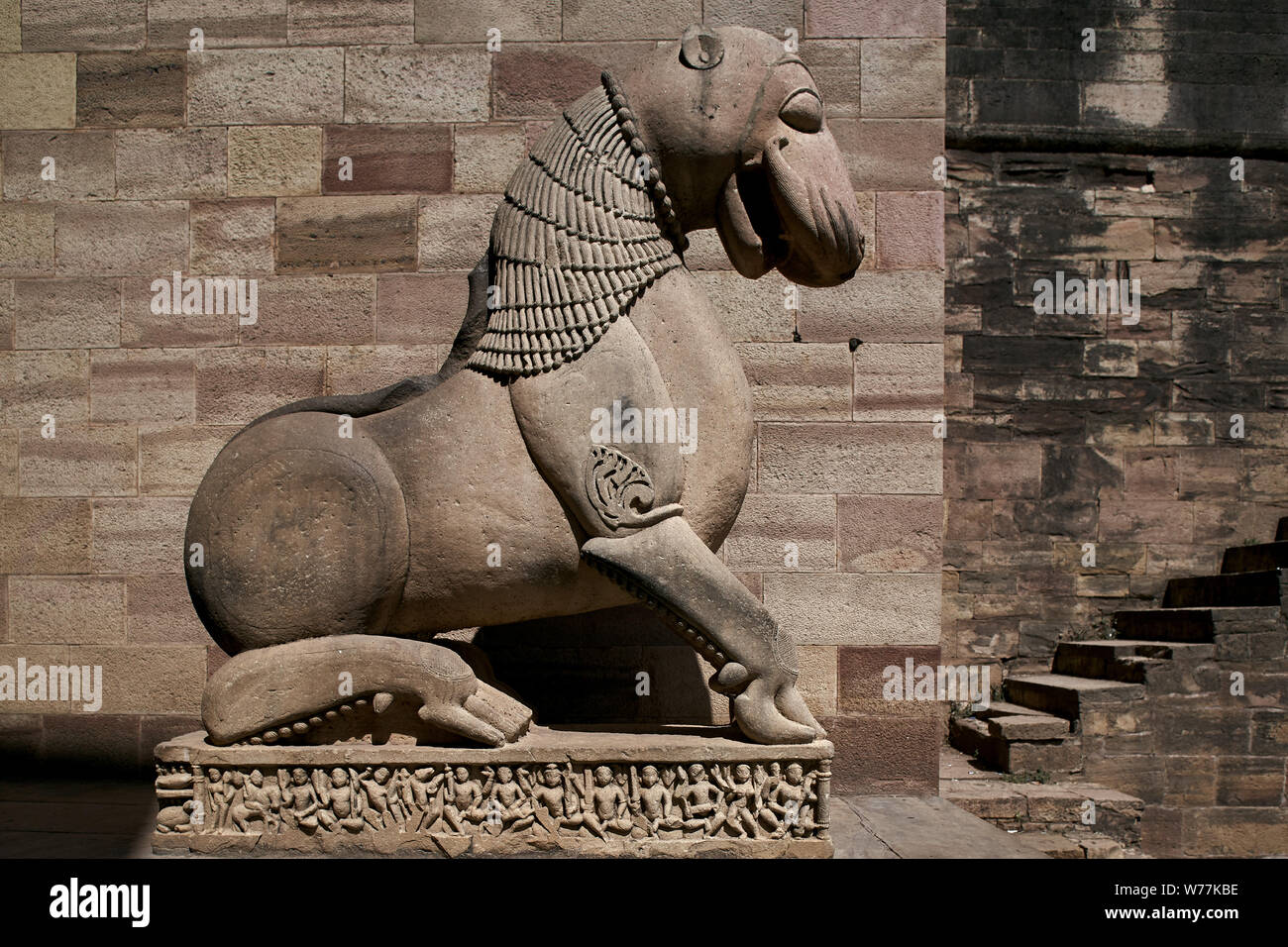 07 Mär 2007 königliche Emblem mythologische Figur, Gujari Mahal, Gwalior Fort, Madhya Pradesh, Indien Stockfoto