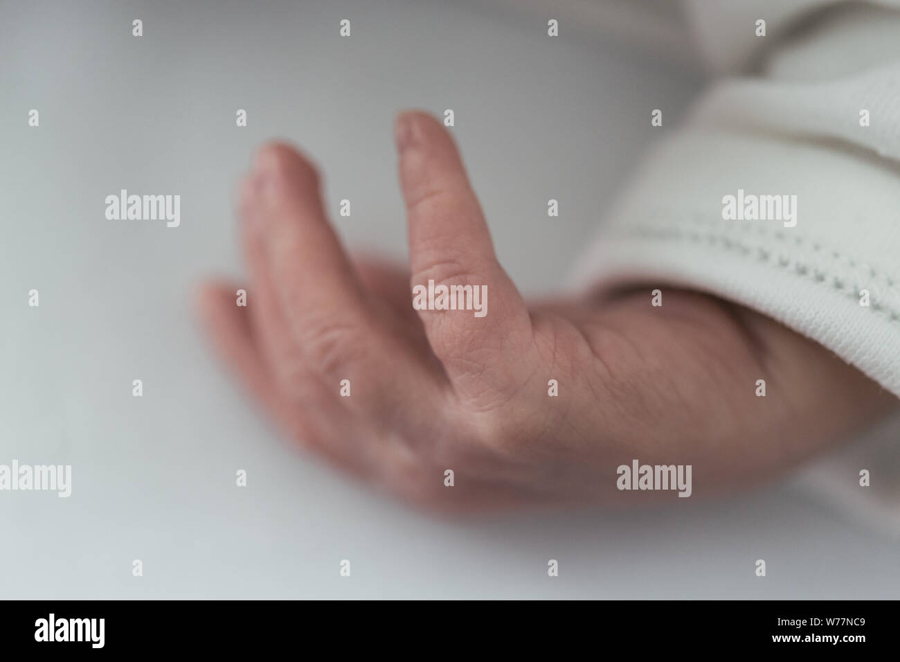 Winziges Neugeborenes Baby hand Stockfoto