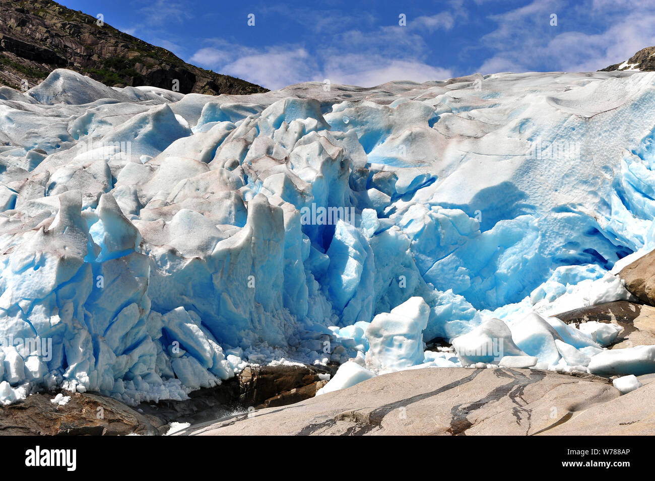 Erstaunliche Nähe zu sehen, der nigardsbreen Gletscher, natürlichen Wunder von Norwegen Stockfoto