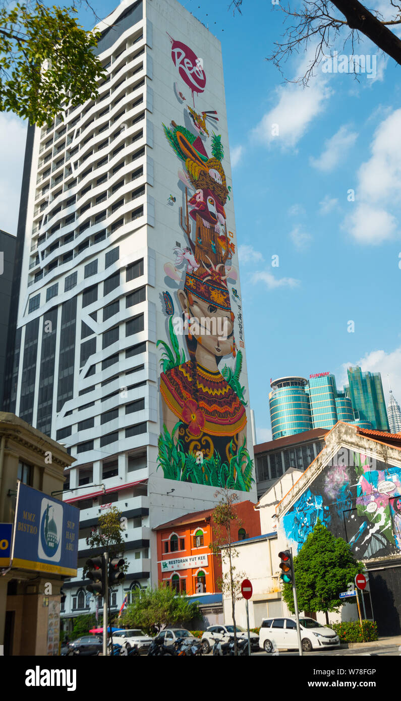 Bemalte Gebäude Jalan Dang Wangi Stockfoto
