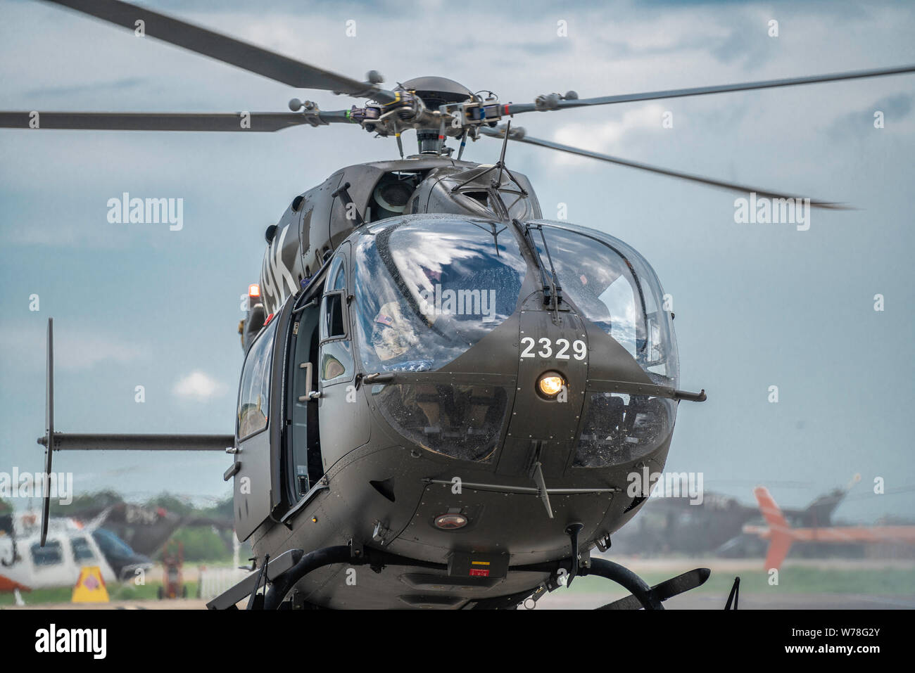 Letzter Flug für die US-Armee Hubschrauber Flieger. Stockfoto