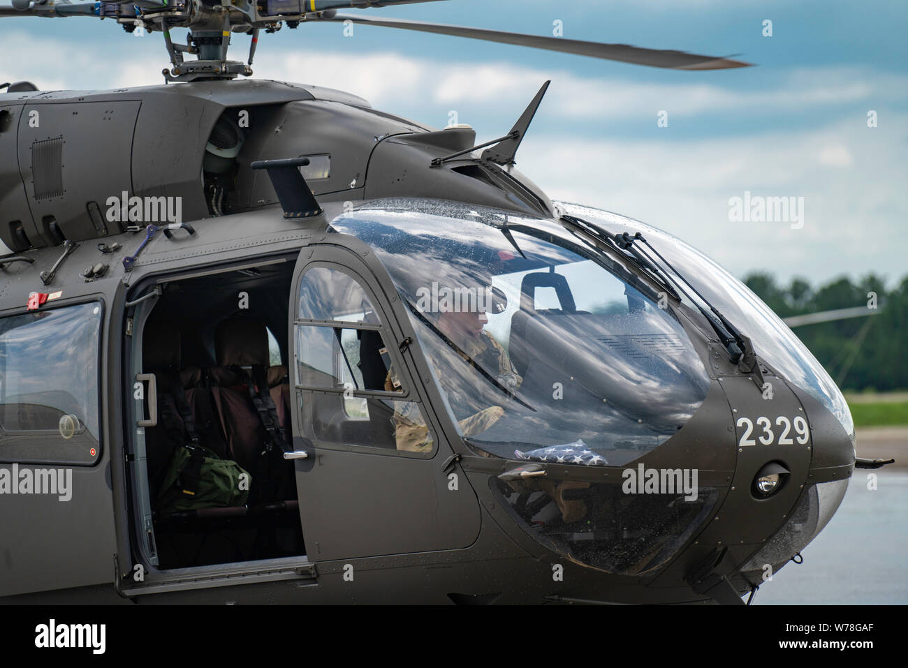 Letzter Flug für die US-Armee Hubschrauber Flieger. Stockfoto