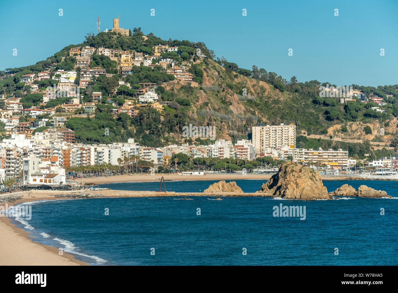 Strand Sabanell BLANES COSTA BRAVA KATALONIEN SPANIEN Stockfoto