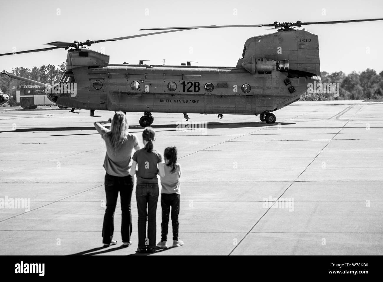 Letzter Flug für die US-Armee Hubschrauber Flieger. Stockfoto