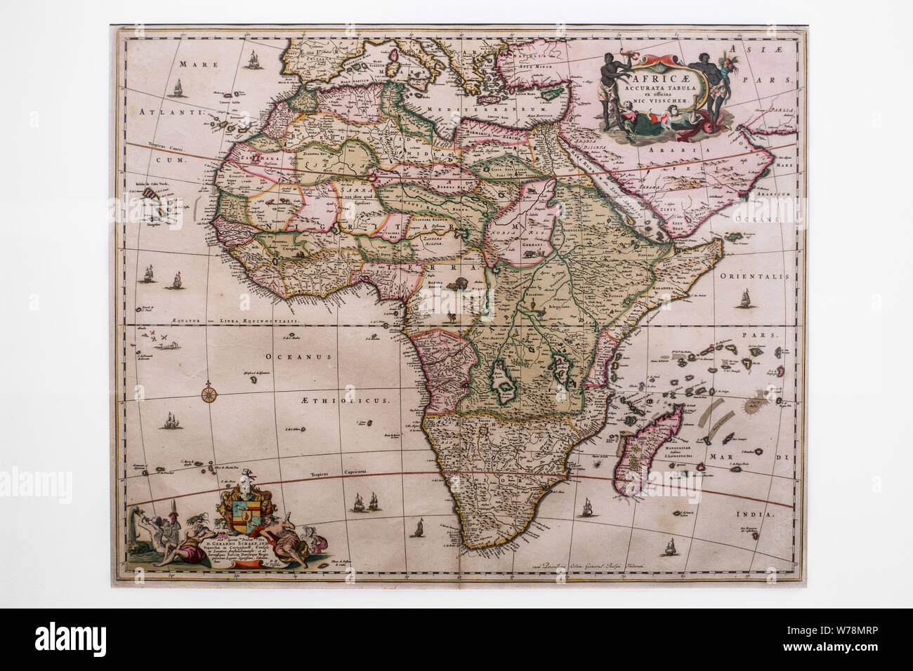 17. jahrhundert Karte des afrikanischen Kontinents, africae Accurata Tabula von niederländischen Goldenen Zeitalter mapmaker und Herausgeber Nicolaas Visscher Stockfoto
