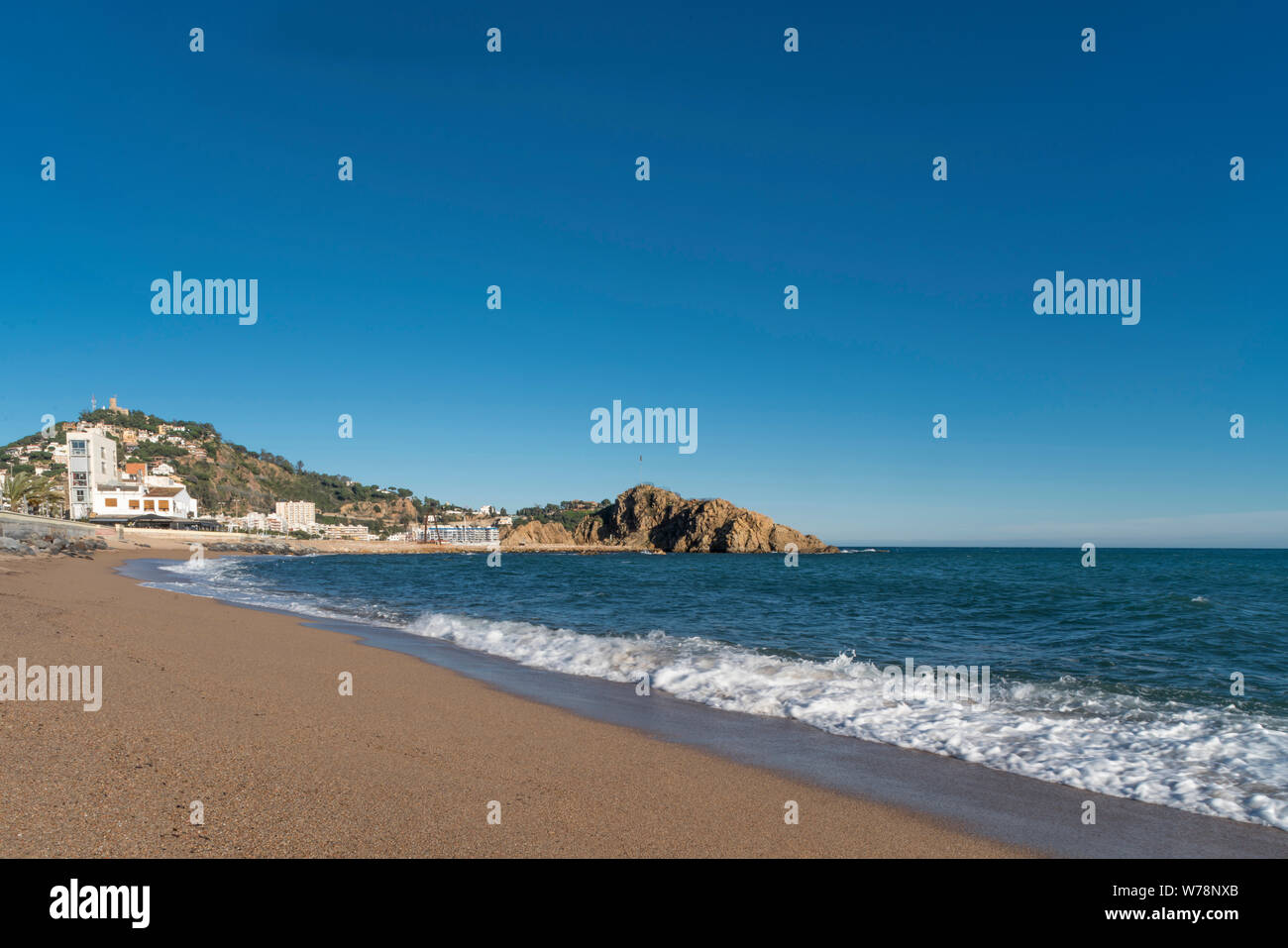 Strand Sabanell BLANES COSTA BRAVA GERONA KATALONIEN SPANIEN Stockfoto