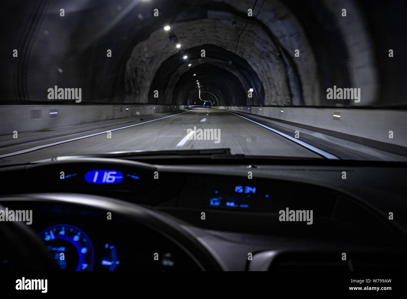 Fahren innerhalb der Tunnel Fahrer Stockfoto
