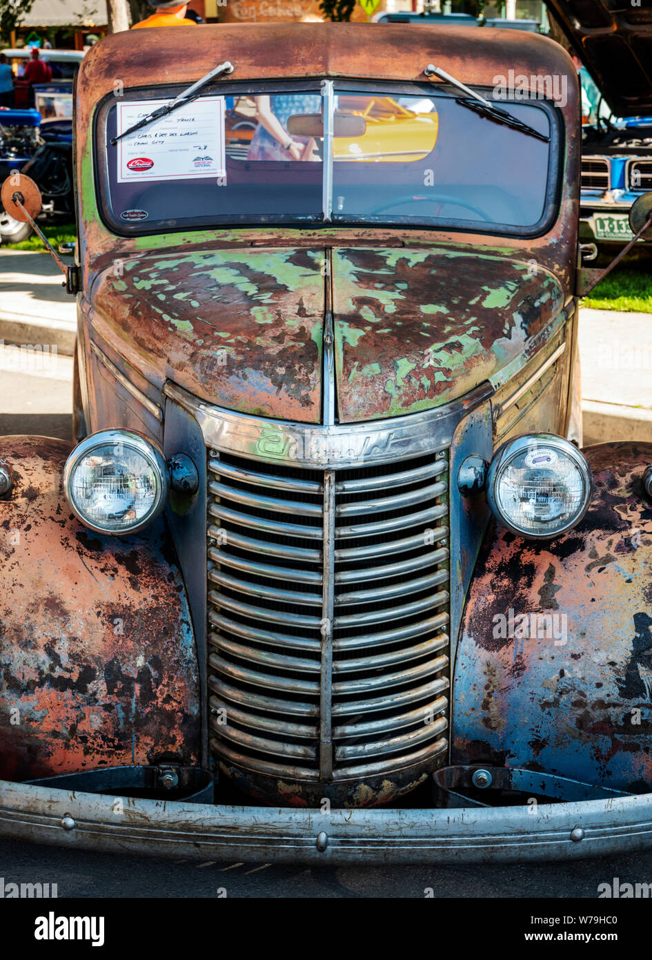 1940 Chevrolet truck; Engel des Shavano Auto Show, Fund Raiser für Chaffee County Search&Rescue Süd, Salida, Colorado, USA Stockfoto