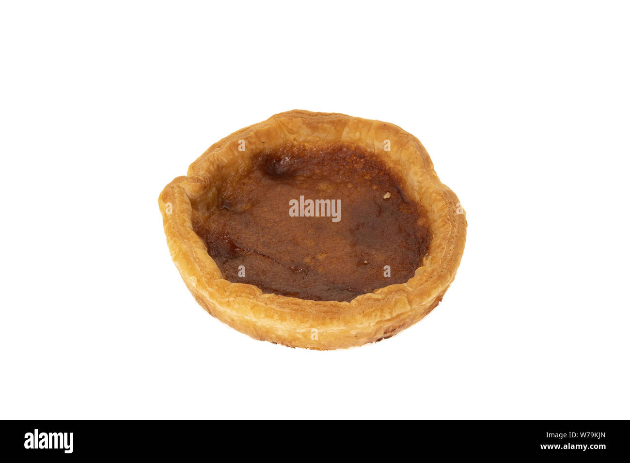 Ein original Bakewell tart Pudding - Weißer Hintergrund Stockfoto