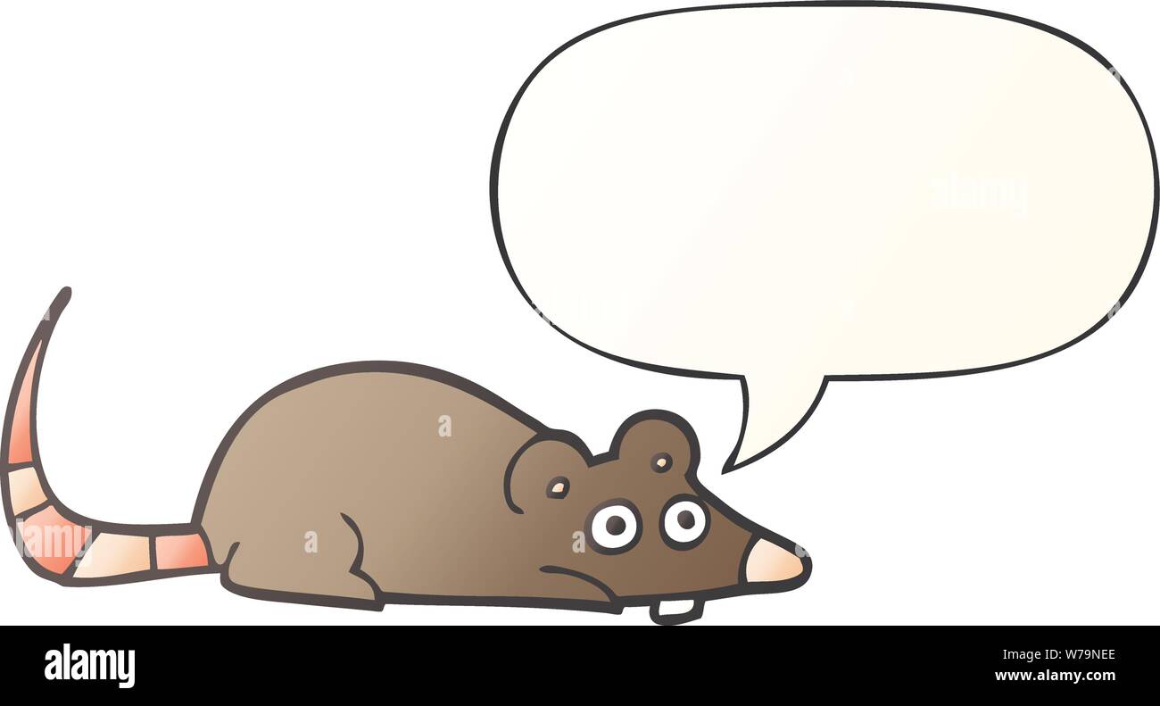 Cartoon Maus mit Sprechblase in glatten Farbverlauf Stock Vektor