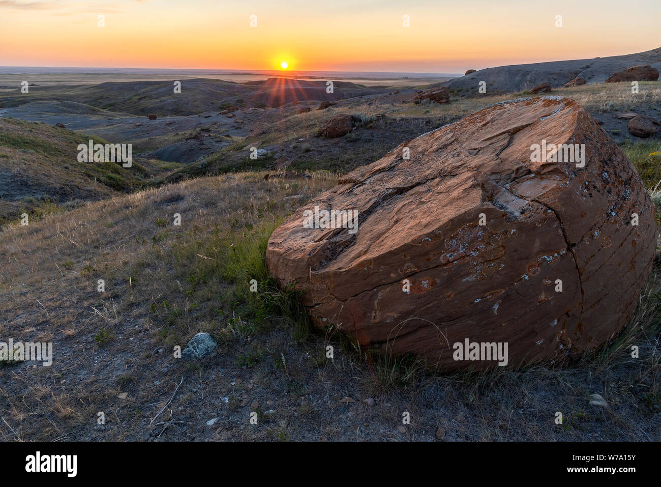 Red Rock Coulee in der Nähe der Städte Orion und sieben Personen, Alberta, Kanada Stockfoto