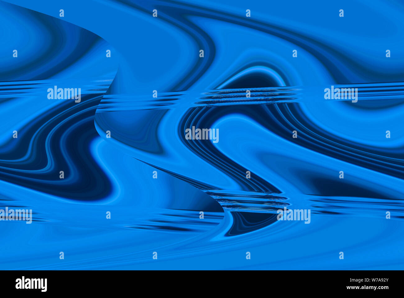 Whirlpool: Ein psychedelischer Ausflug in ein blaues digitales Meer. Stockfoto