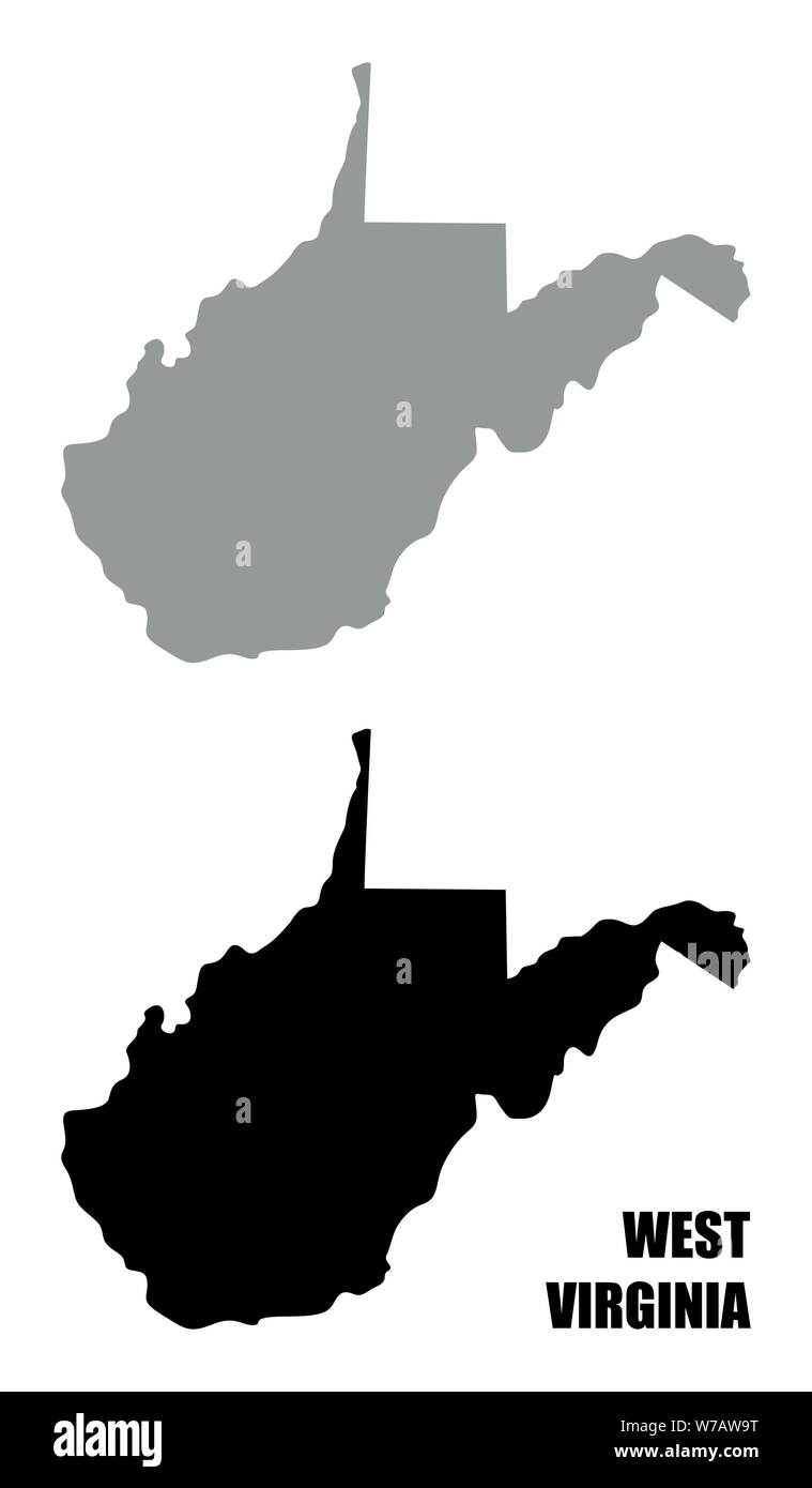 West Virginia State silhouette Karten auf weißem Hintergrund Stock Vektor