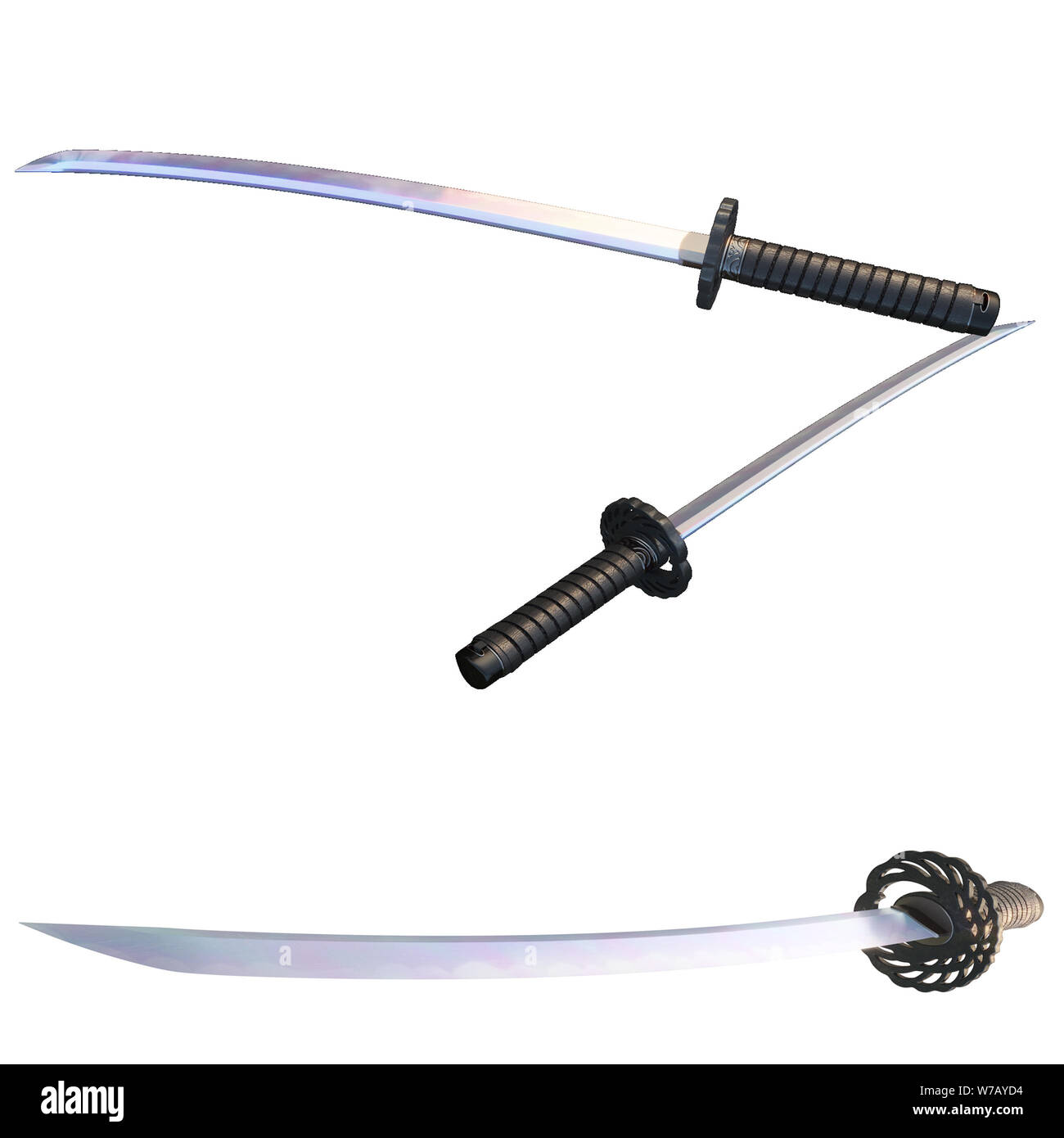 Diese Hattori Hanzo traditionellen realistischen Samurai Schwert oder  Katana., auf weißem Hintergrund., Abbildung Stockfotografie - Alamy