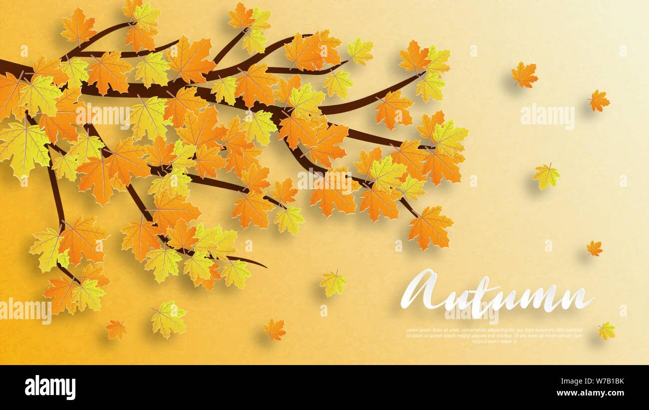Herbst Blätter Hintergrund in Papier schneiden Stil. Vector Illustration Design für Poster, Banner, Template, Flyer, Broschüre, Wallpaper, Werbung anzuzeigen. Stock Vektor