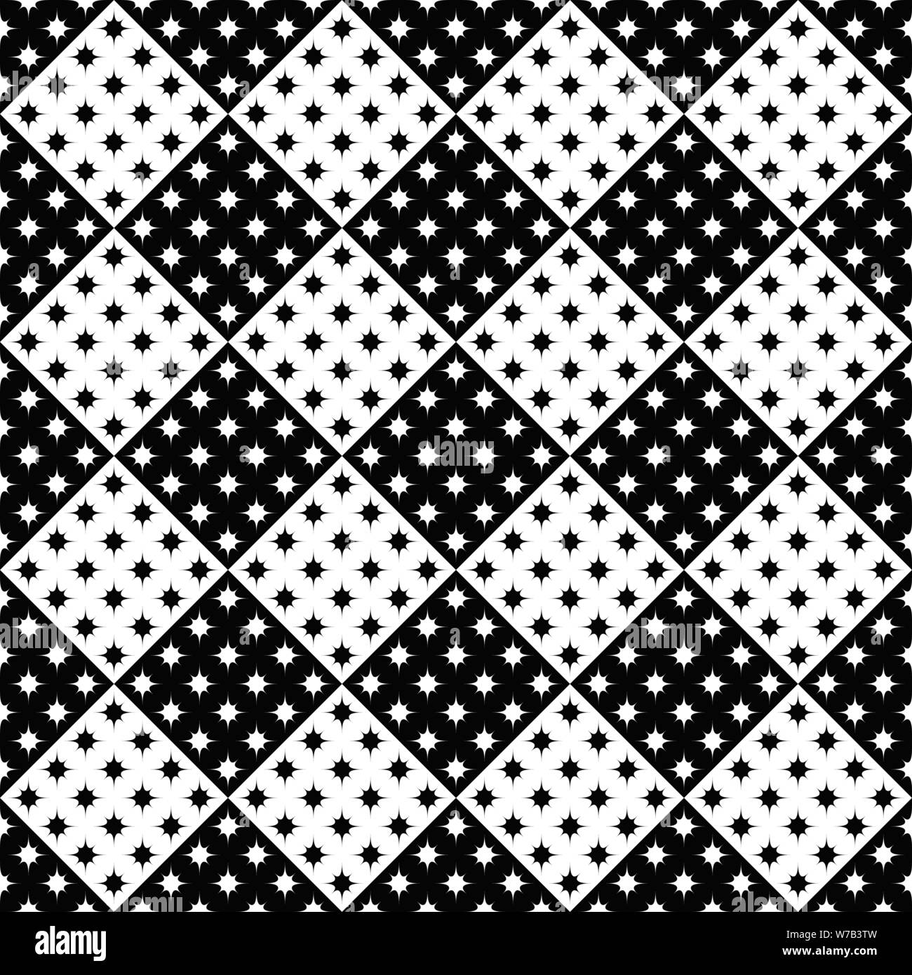 Geometrische Schwarz und Weiß geschwungene star Muster Hintergrund - Monochrom abstract Vector Illustration Stock Vektor