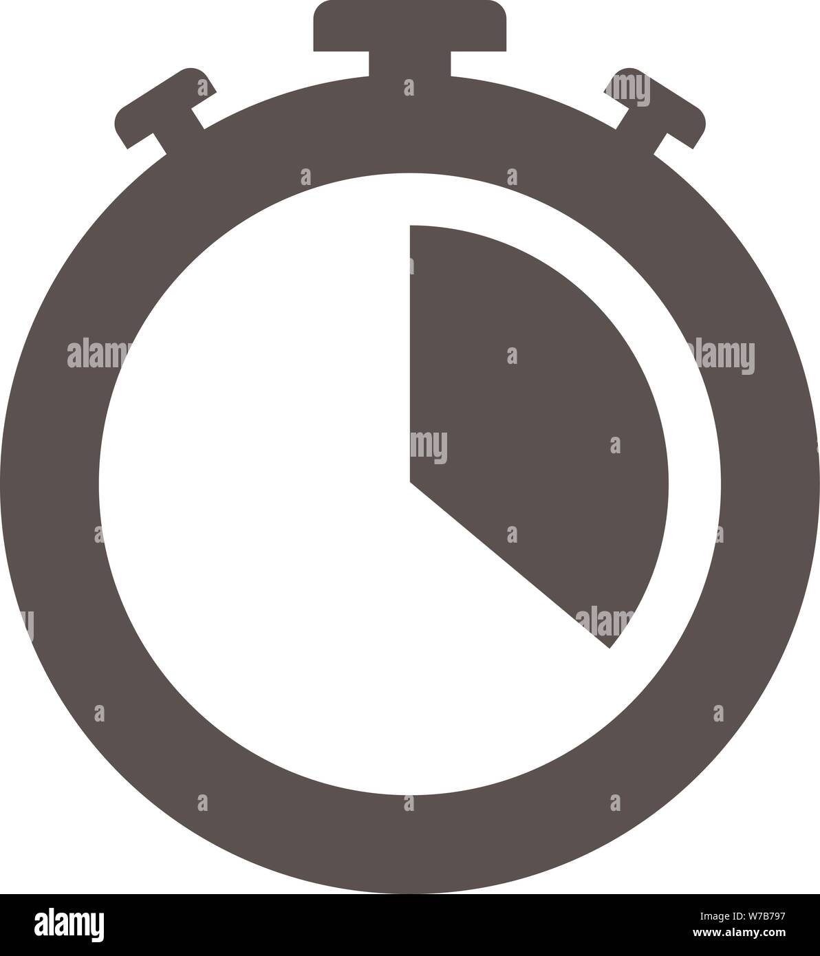 Einfache flache schwarze und weiße Stoppuhr Symbol Vektor illustration Stock Vektor
