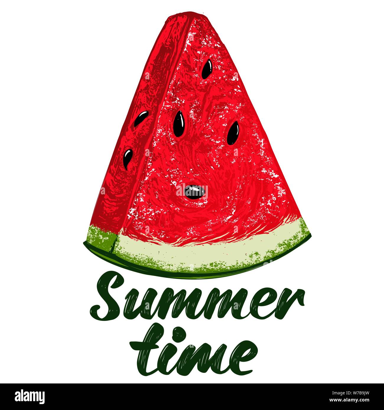 Obst Wassermelone, Logo, kalligraphische Text von Hand gezeichnet Vektor-illustration realistische Skizze Farbe Stock Vektor